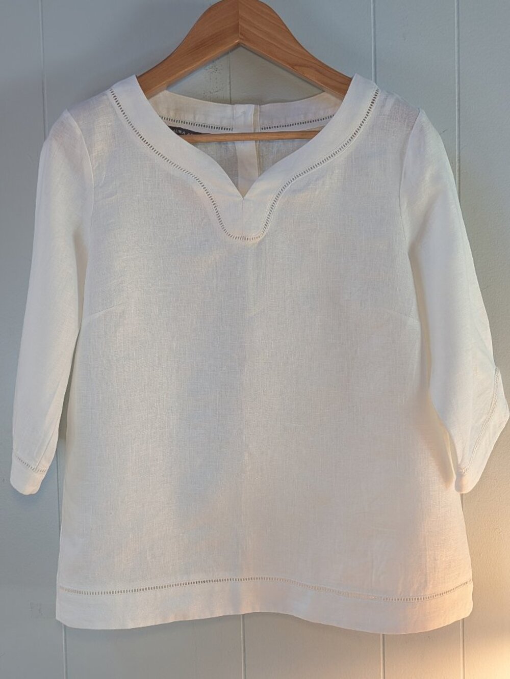 Laura Ashley White Linen Blouse